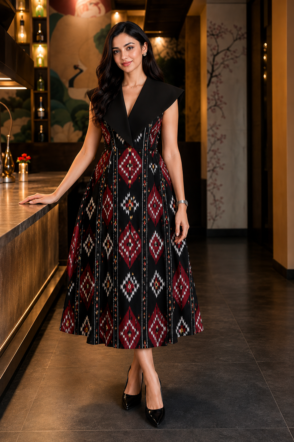 Sambalpuri Ikat Indo-Western Midi Dress