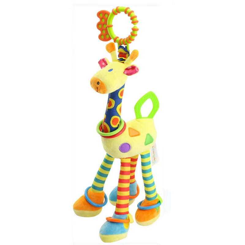 1Pcs Random Soft Giraffe Handbells Rattles Plush Infant Baby Development Handle Toys with Teether Baby Toy for Newborn Gifts