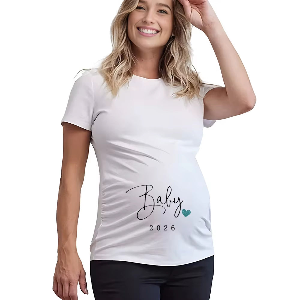 Baby Loading 2026 Print Pregnant Women'S Pregnancy Announcement T-Shirt Female Pregnancy Clothes New Mom Short Sleeve Shirts Tee