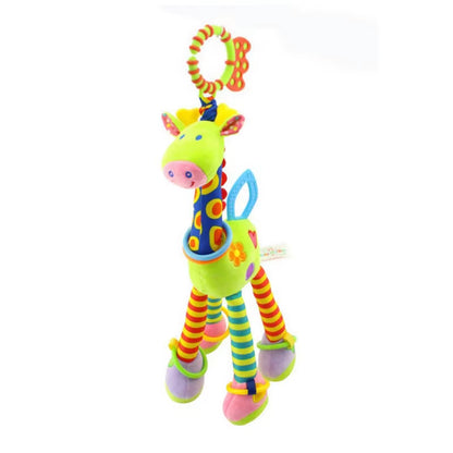 1Pcs Random Soft Giraffe Handbells Rattles Plush Infant Baby Development Handle Toys with Teether Baby Toy for Newborn Gifts
