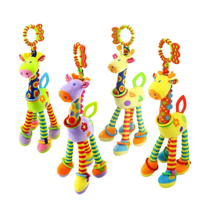 1Pcs Random Soft Giraffe Handbells Rattles Plush Infant Baby Development Handle Toys with Teether Baby Toy for Newborn Gifts