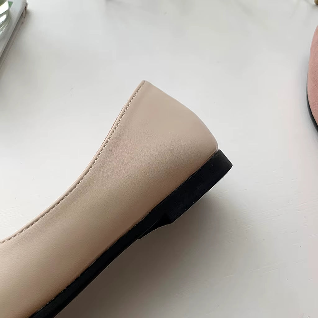 Pointed Toe Flat Shoes Women Solid Patchwork Slip on Shoes Casual Breathable Ballet Flats Daily All-Match Comfort Loafers Shoes