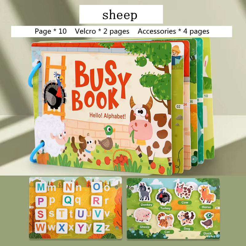 Montessori Baby Busy Book My First Quiet Book Paste Early Learning Education Toy Children Toy Matching Game for Babies 2 3 Years