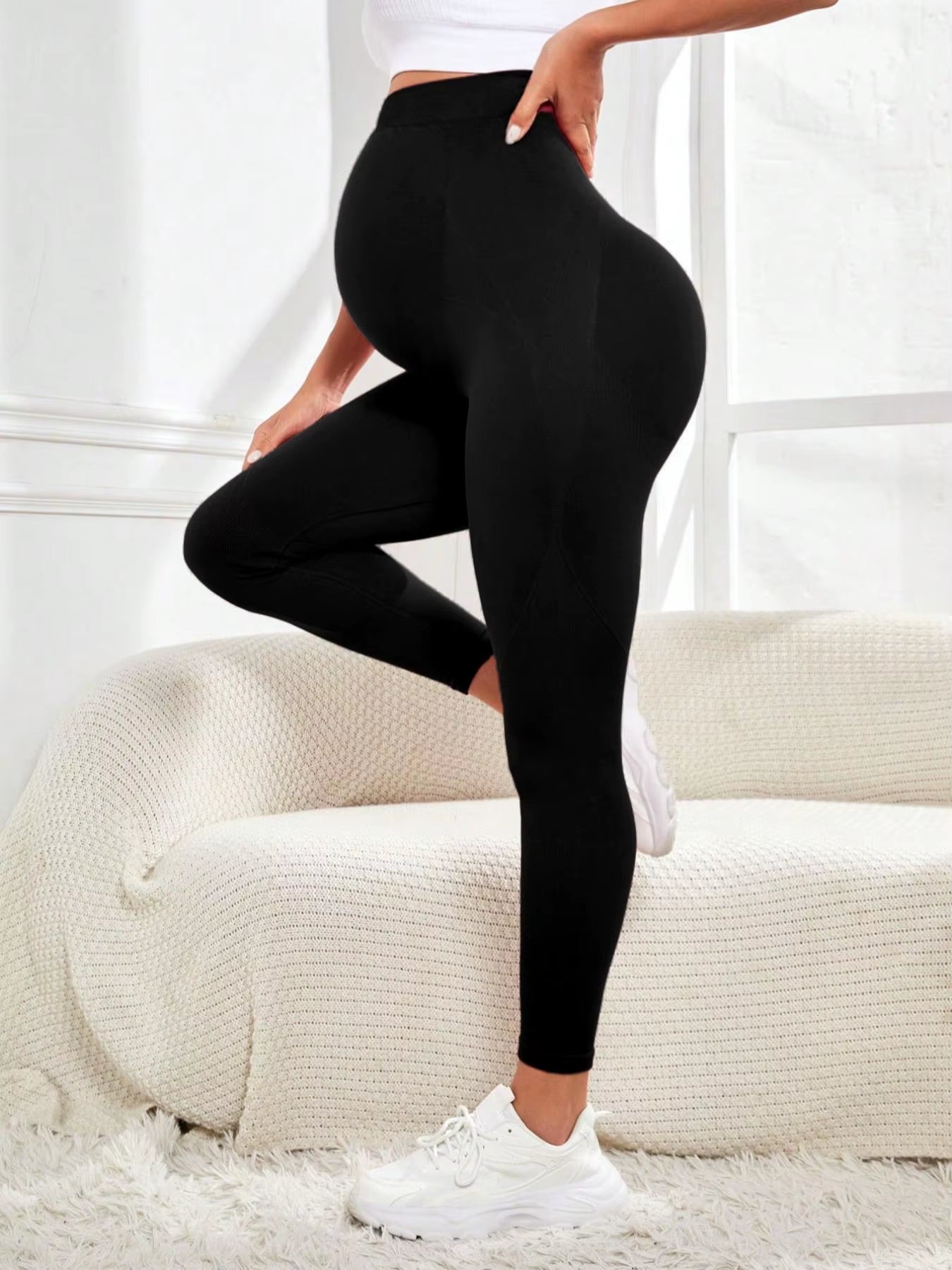 High Waist Pregnancy Leggings Maternity Clothes for Pregnant Women Belly Support Knitted Leggins Body Trousers