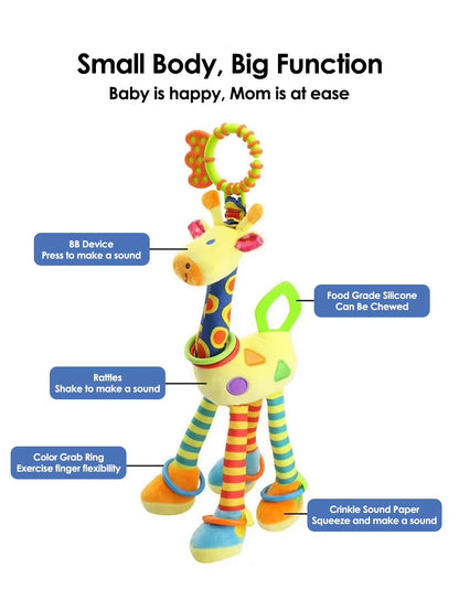 1Pcs Random Soft Giraffe Handbells Rattles Plush Infant Baby Development Handle Toys with Teether Baby Toy for Newborn Gifts