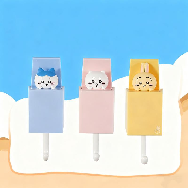 Chiikawa Retractable Hooks - Cute Usagi & Shiba Inu Designs, Adorable Wall Hooks for Bedroom/Bathroom, Perfect Gift for Home