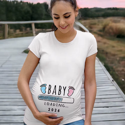 Baby Loading 2026 Print Pregnant Women'S Pregnancy Announcement T-Shirt Female Pregnancy Clothes New Mom Short Sleeve Shirts Tee