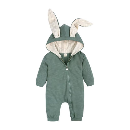 Baby Rompers Boys Girls Newborn 0 to 3 6 9 12 18 Months Boutique Cotton Long Sleeve Rabbit Ear Infant Onesie Spring Fall Clothes