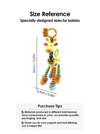1Pcs Random Soft Giraffe Handbells Rattles Plush Infant Baby Development Handle Toys with Teether Baby Toy for Newborn Gifts