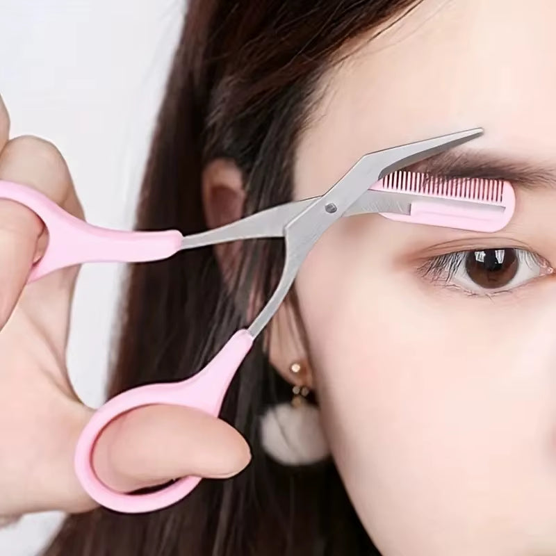 Eyebrow Trimmer Set, Curved Eyebrow Razor, Eyebrow Scissors with Comb, Convenient Easy Beauty Tools for Beginners