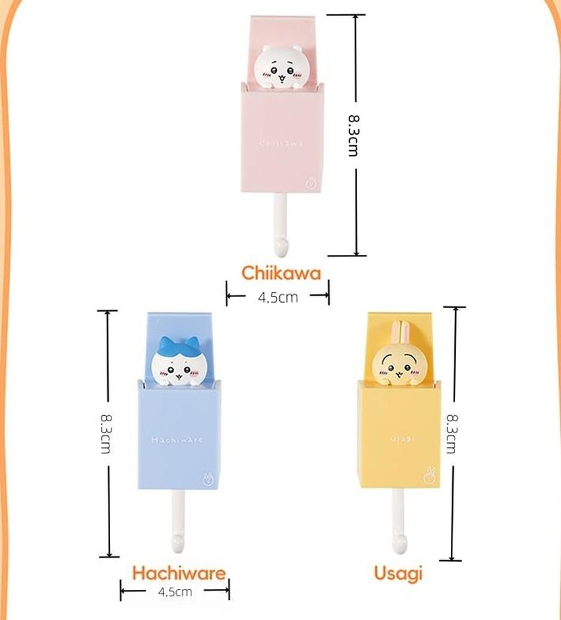 Chiikawa Retractable Hooks - Cute Usagi & Shiba Inu Designs, Adorable Wall Hooks for Bedroom/Bathroom, Perfect Gift for Home