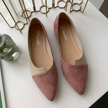 Pointed Toe Flat Shoes Women Solid Patchwork Slip on Shoes Casual Breathable Ballet Flats Daily All-Match Comfort Loafers Shoes