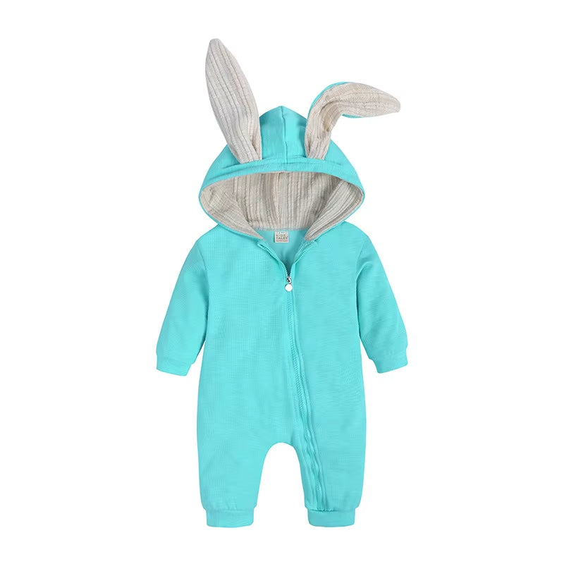 Baby Rompers Boys Girls Newborn 0 to 3 6 9 12 18 Months Boutique Cotton Long Sleeve Rabbit Ear Infant Onesie Spring Fall Clothes