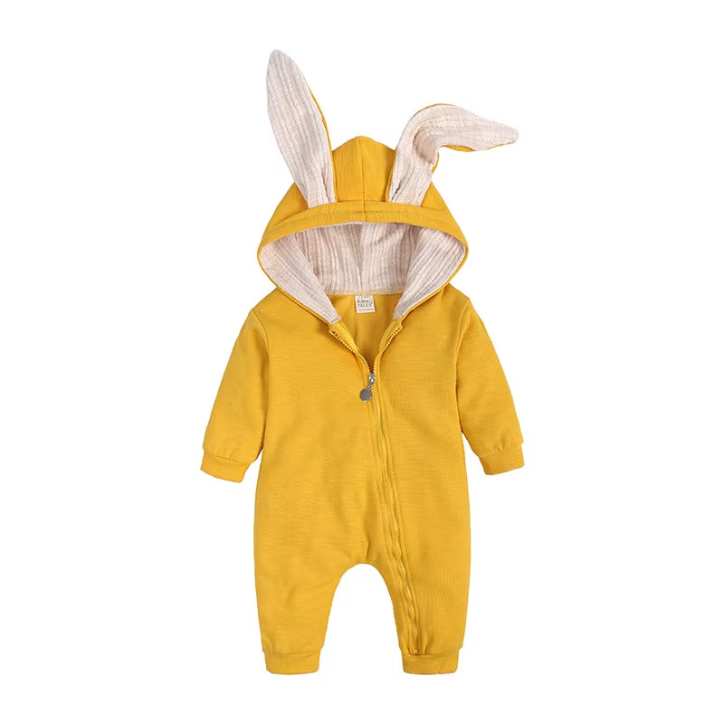 Baby Rompers Boys Girls Newborn 0 to 3 6 9 12 18 Months Boutique Cotton Long Sleeve Rabbit Ear Infant Onesie Spring Fall Clothes