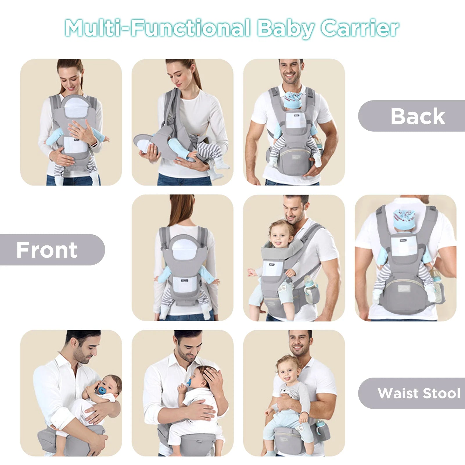 Ergonomic Baby Carrier Backpack Infant Baby Hipseat Carrier Front Facing Ergonomic Kangaroo Baby Wrap Sling Travel Backpack