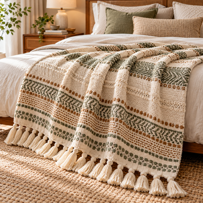 Artisan Woven Tassel Throw Blanket