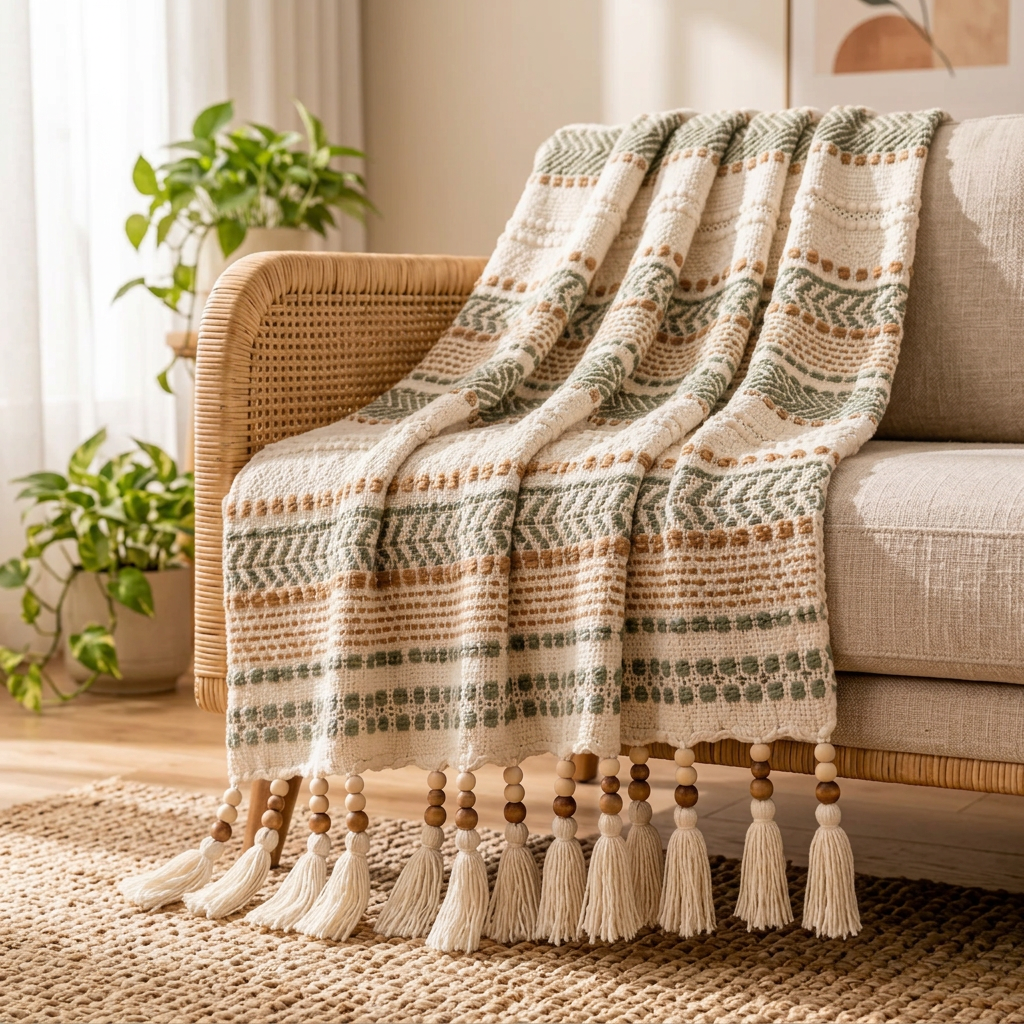 Artisan Woven Tassel Throw Blanket