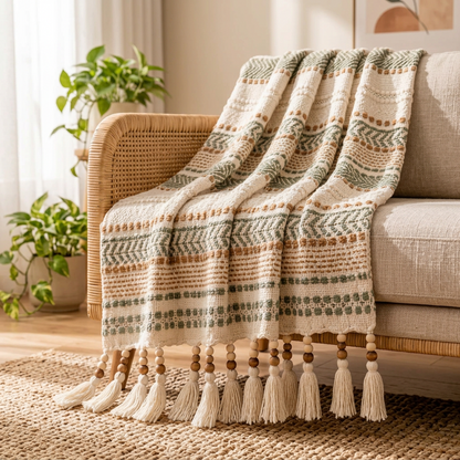 Artisan Woven Tassel Throw Blanket