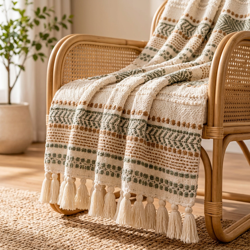 Artisan Woven Tassel Throw Blanket
