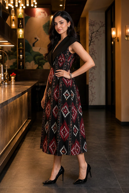 Sambalpuri Ikat Indo-Western Midi Dress