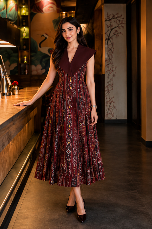 Sambalpuri Ikat Indo-Western Midi Dress