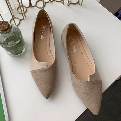 Pointed Toe Flat Shoes Women Solid Patchwork Slip on Shoes Casual Breathable Ballet Flats Daily All-Match Comfort Loafers Shoes