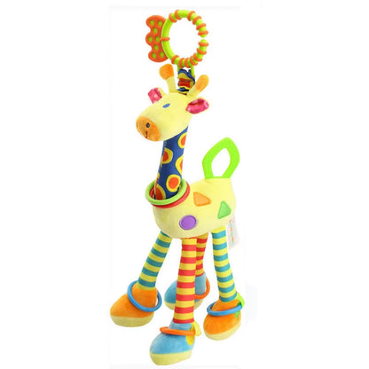 1Pcs Random Soft Giraffe Handbells Rattles Plush Infant Baby Development Handle Toys with Teether Baby Toy for Newborn Gifts