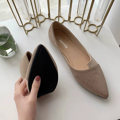 Pointed Toe Flat Shoes Women Solid Patchwork Slip on Shoes Casual Breathable Ballet Flats Daily All-Match Comfort Loafers Shoes