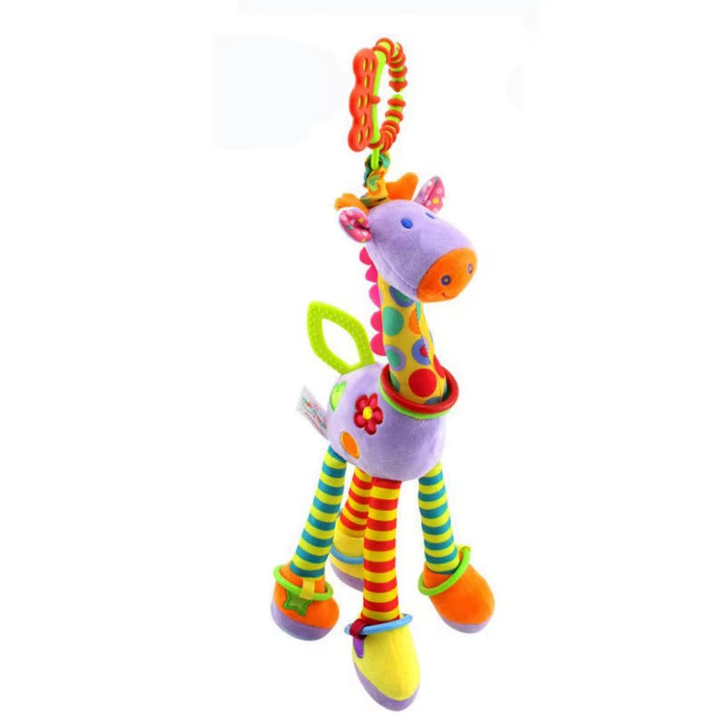 1Pcs Random Soft Giraffe Handbells Rattles Plush Infant Baby Development Handle Toys with Teether Baby Toy for Newborn Gifts