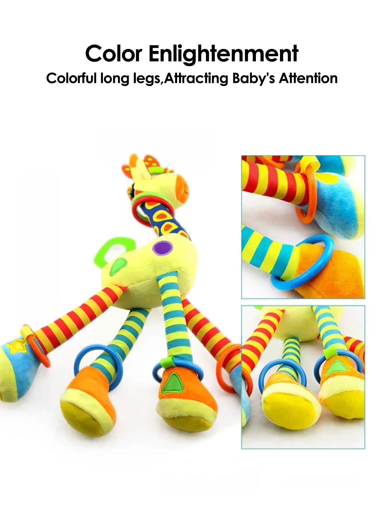 1Pcs Random Soft Giraffe Handbells Rattles Plush Infant Baby Development Handle Toys with Teether Baby Toy for Newborn Gifts