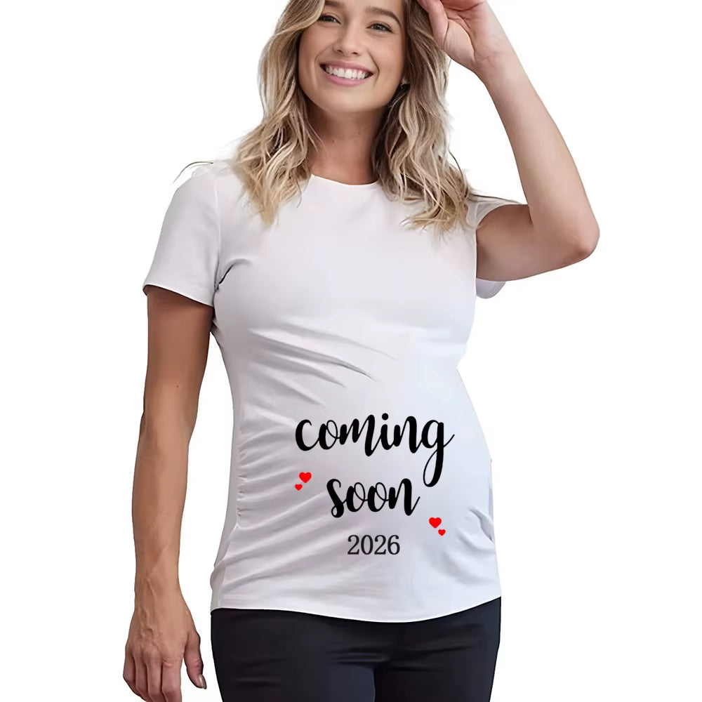 Baby Loading 2026 Print Pregnant Women'S Pregnancy Announcement T-Shirt Female Pregnancy Clothes New Mom Short Sleeve Shirts Tee
